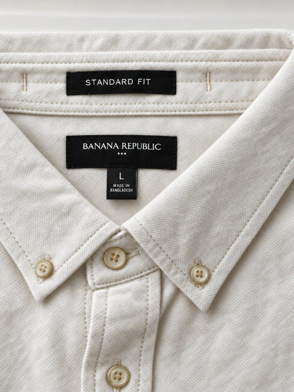 Banana Republic Men's Standard-Fit milk color Shirt Brushed Fabric Size L NWT - Picture 4 of 5